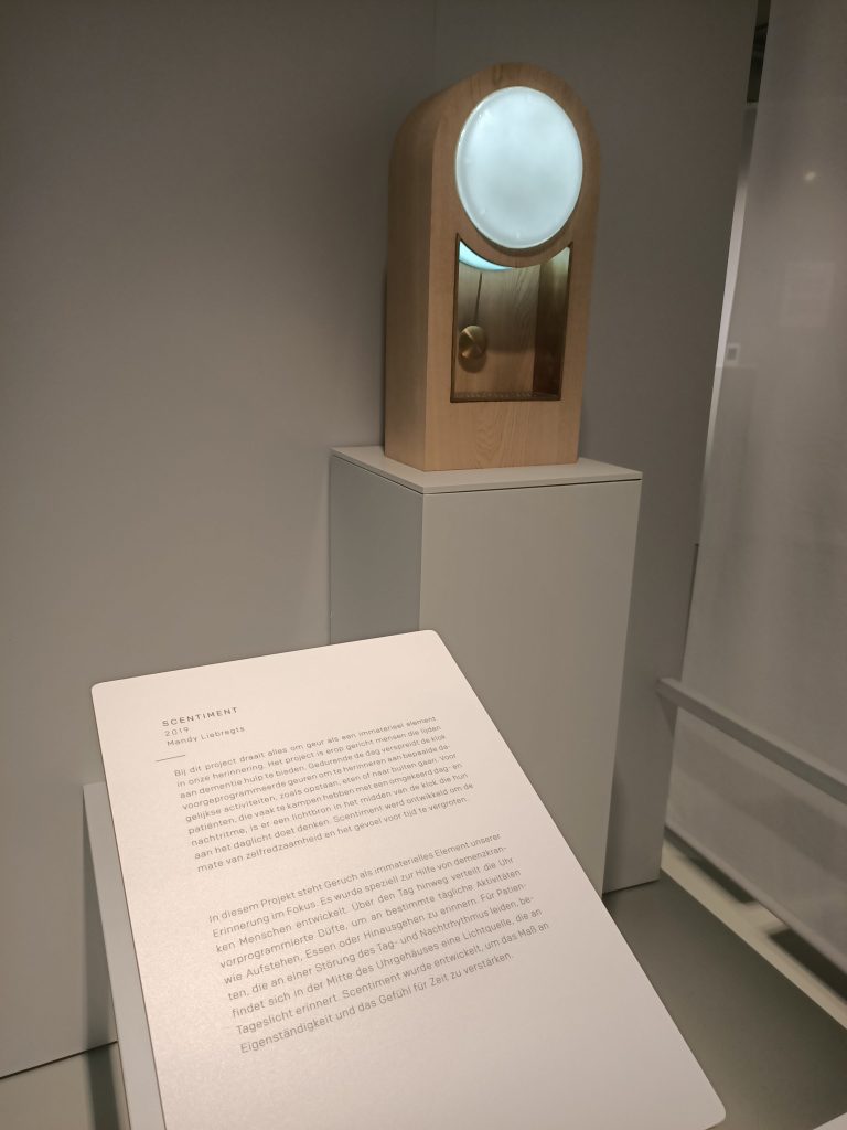 a photo of the scentiment scent clock project. In the time matters exhibition at cube design museum